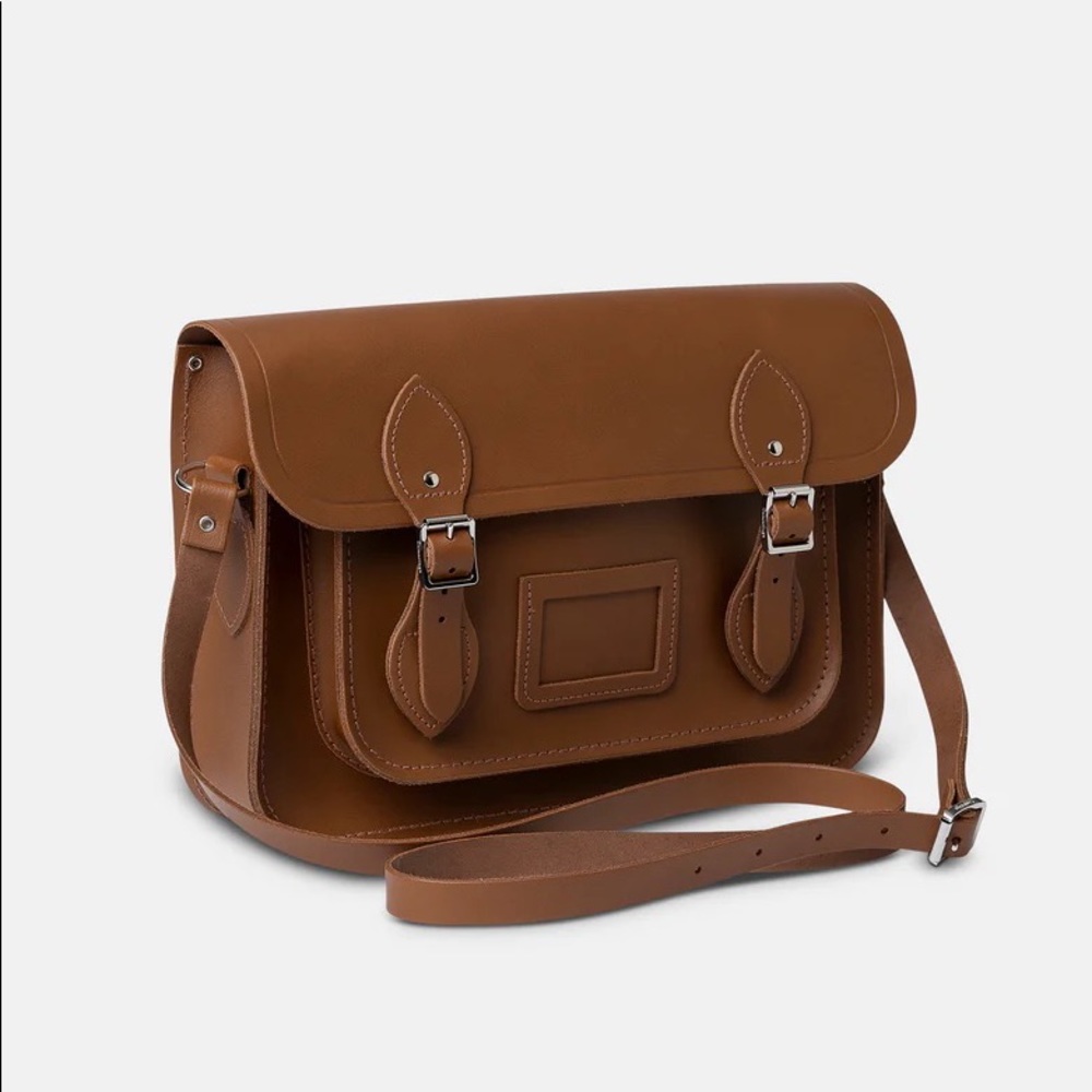 Vintage Brown and Mint 13 inch Cambridge Satchel Purse